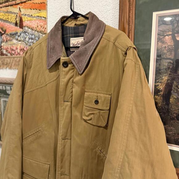 Vintage 90s Woolrich Blanket Plaid Lined Designer Brown Chore Jacket Size XL - Picture 3 of 6